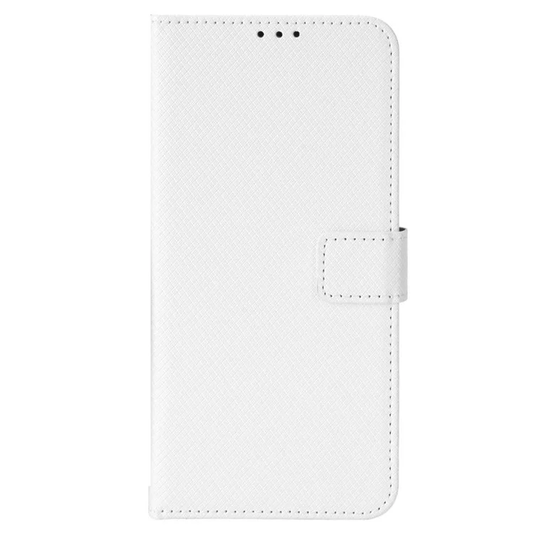 Capa de Textura de Diamante para Huawei nova Y70 4G/nova Y70 Plus 4G, Carteira Protetora de Couro Anti-desgaste com Alça - Branco