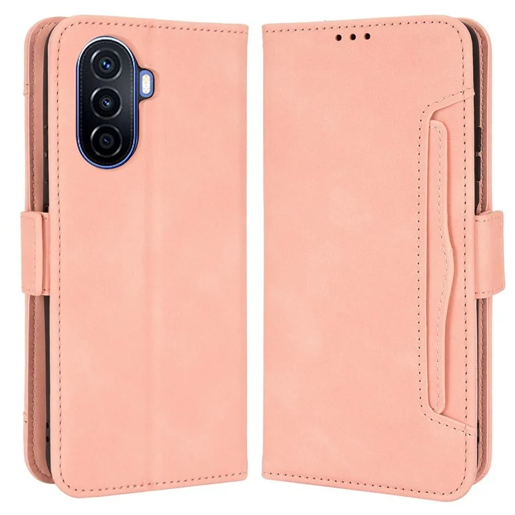 Für Huawei nova Y70 4G/nova Y70 Plus 4G Verschleißfester PU-Lederhülle Brieftasche Ständer Stoßfest Handyhülle mit mehreren Kartenfächern - Pink