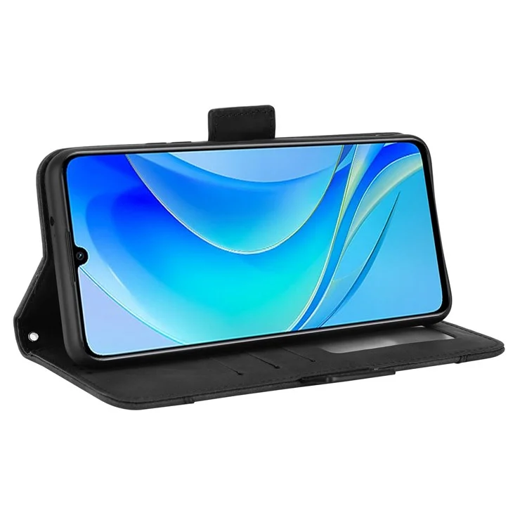 Pour Huawei nova Y70 4G/nova Y70 Plus 4G Anti-wear PU Leather Case Wallet Stand Anti-shock Phone Cover avec Slots pour Cartes Multiples - Noir