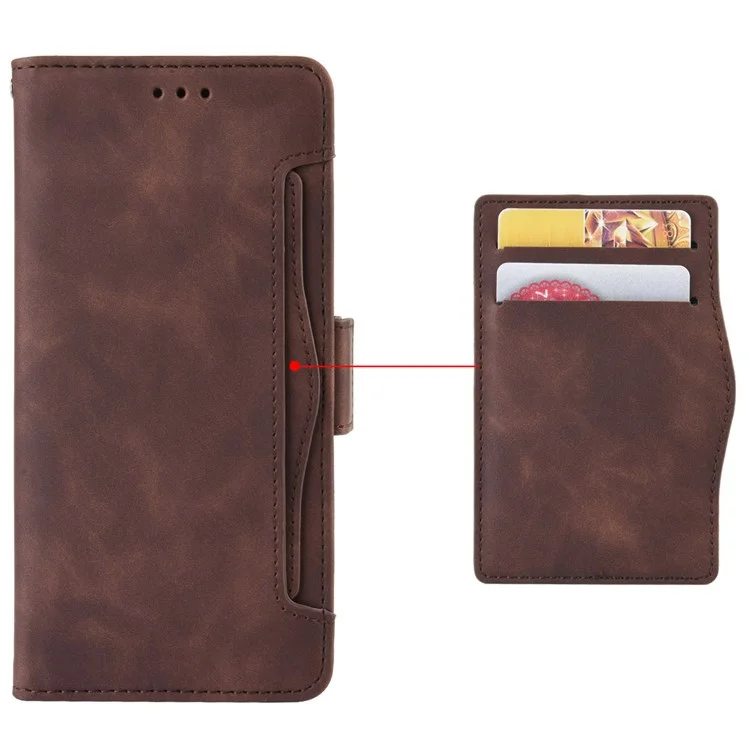 Para Huawei Nova Y70 4g/nova Y70 Más 4G Anti-wear PU Case de Cuero de Billetera Cubierta Anti-shock Con Múltiples Ranuras Para Tarjetas - Marrón