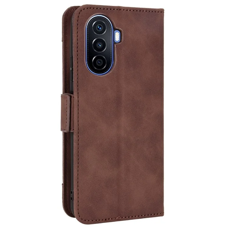 Para Huawei Nova Y70 4g/nova Y70 Más 4G Anti-wear PU Case de Cuero de Billetera Cubierta Anti-shock Con Múltiples Ranuras Para Tarjetas - Marrón