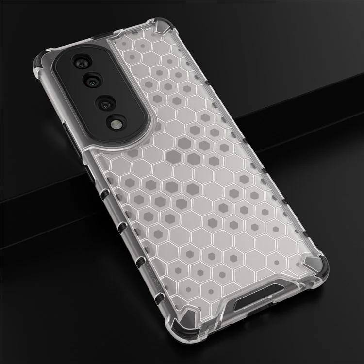 Capa de TPU texturizada em favo de mel + PC para Honor 70 Pro 5G, Capa de proteção anti-queda com recorte preciso - Cinza