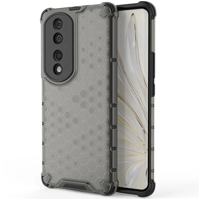 Honeycomb Textured TPU + PC Cover for Honor 70 Pro 5G, Anti-drop Protection Precise Cutout Phone Case - Black