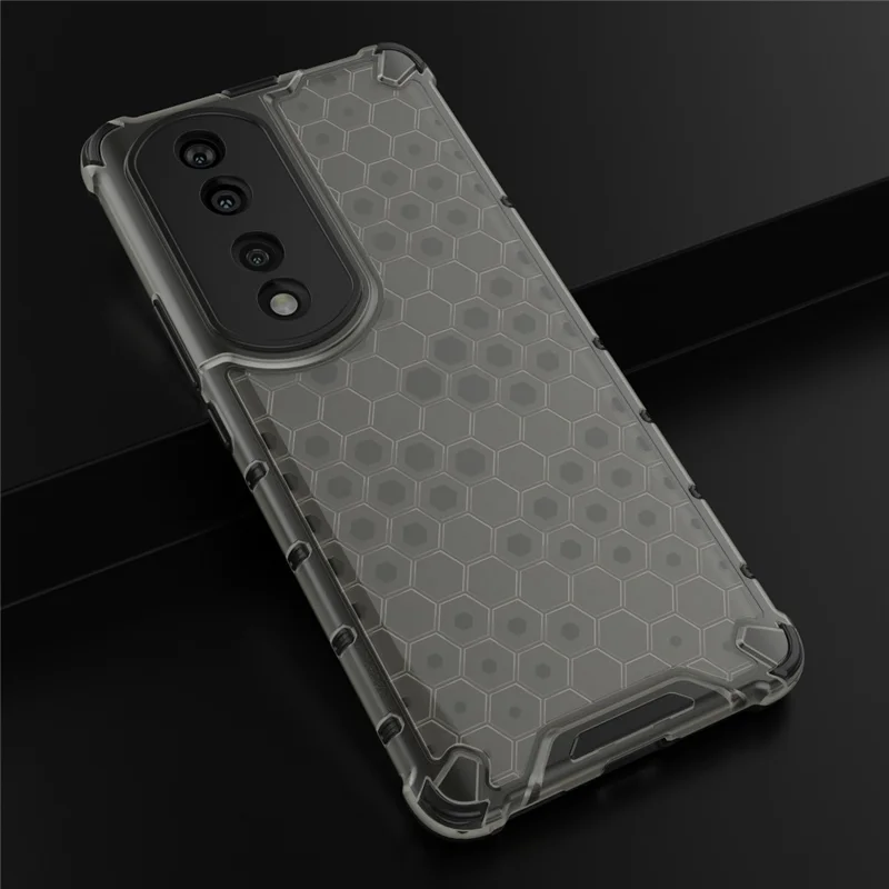 Honeycomb Textured TPU + PC Cover for Honor 70 Pro 5G, Anti-drop Protection Precise Cutout Phone Case - Black
