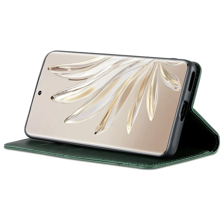 AZNS Para Honor 70 5G Choque de Choque PU Cuero pu Cubierta Flip Soporte de Absorción Magnética Oculta Folio Caja de Teléfono - Verde Negruzco