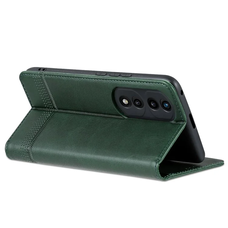 AZNS Para Honor 70 5G Choque de Choque PU Cuero pu Cubierta Flip Soporte de Absorción Magnética Oculta Folio Caja de Teléfono - Verde Negruzco