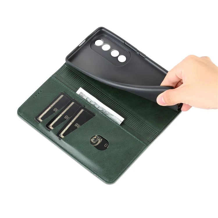 AZNS Para Honor 70 5G Choque de Choque PU Cuero pu Cubierta Flip Soporte de Absorción Magnética Oculta Folio Caja de Teléfono - Verde Negruzco