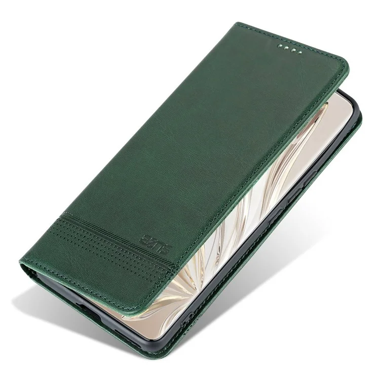 AZNS Para Honor 70 5G Choque de Choque PU Cuero pu Cubierta Flip Soporte de Absorción Magnética Oculta Folio Caja de Teléfono - Verde Negruzco