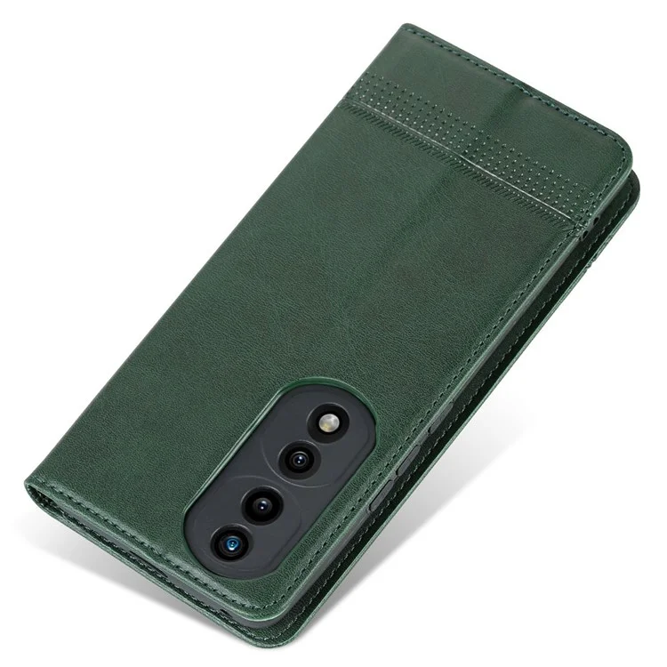 AZNS Para Honor 70 5G Choque de Choque PU Cuero pu Cubierta Flip Soporte de Absorción Magnética Oculta Folio Caja de Teléfono - Verde Negruzco