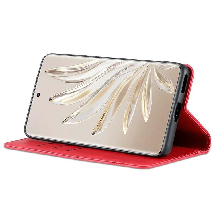 Azns For Honor 70 Pro 5G à Prova de Choque PU Catarleta Tape de Capa de Flip - Vermelho