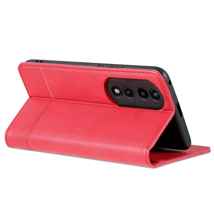 Azns For Honor 70 Pro 5G à Prova de Choque PU Catarleta Tape de Capa de Flip - Vermelho