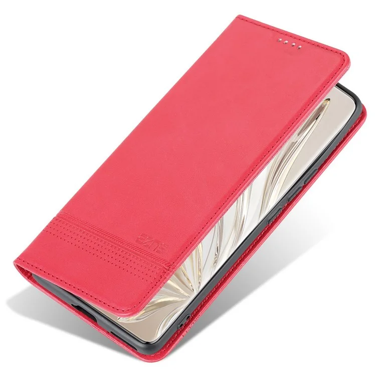 Azns For Honor 70 Pro 5G à Prova de Choque PU Catarleta Tape de Capa de Flip - Vermelho