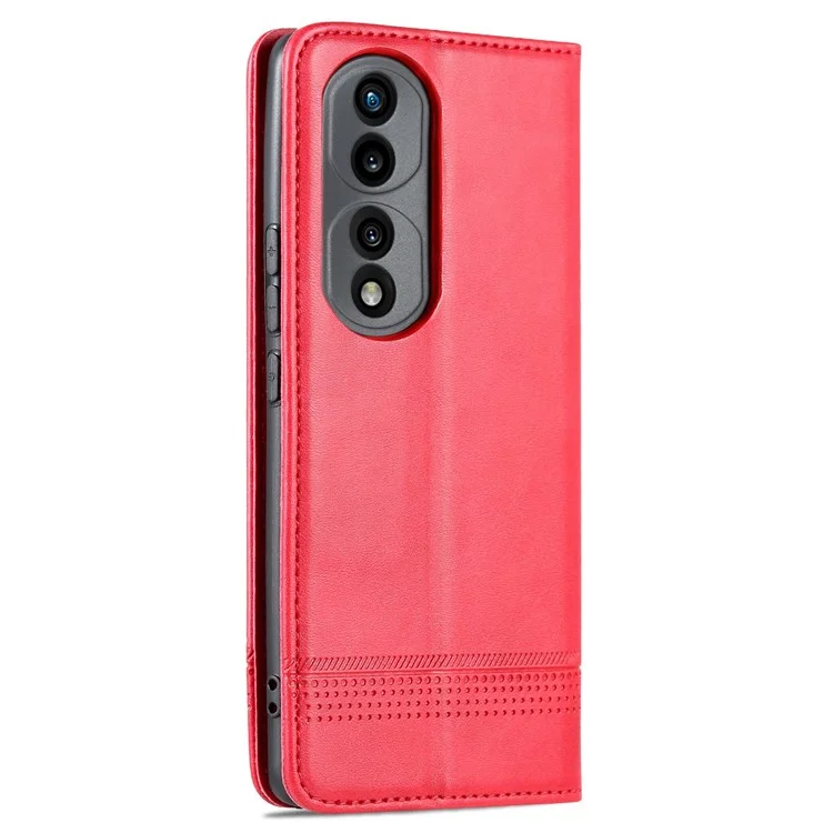 Azns For Honor 70 Pro 5G à Prova de Choque PU Catarleta Tape de Capa de Flip - Vermelho