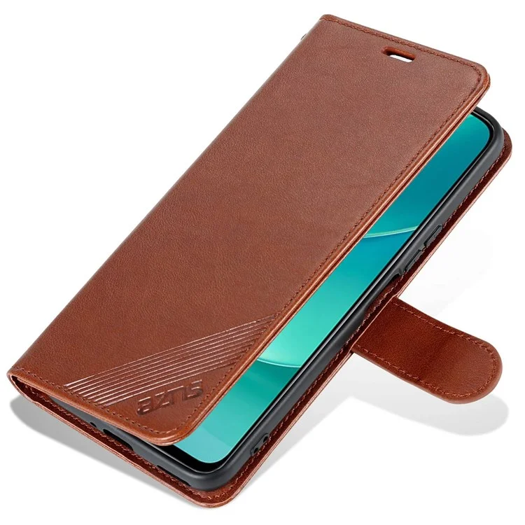 AZNS for Hi nova 9Z 5G Drop-Proof Textured PU Leather Flip Case Folio Style Stand Wallet Magnetic Closure Shockproof Mobile Phone Cover - Brown