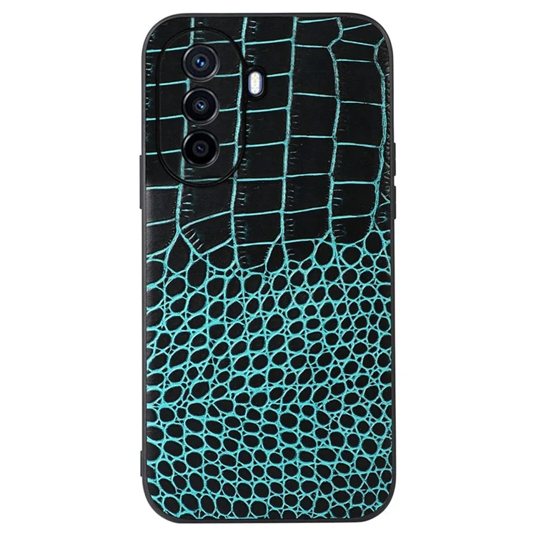 Für Huawei Genießen Sie 50/nova Y70 4g/nova Y70 Plus 4G Crocodile Textur Echtes Cowhide Leder -hülle Leder Soft TPU Hard PC Protection Telefonabdeckung - Grün