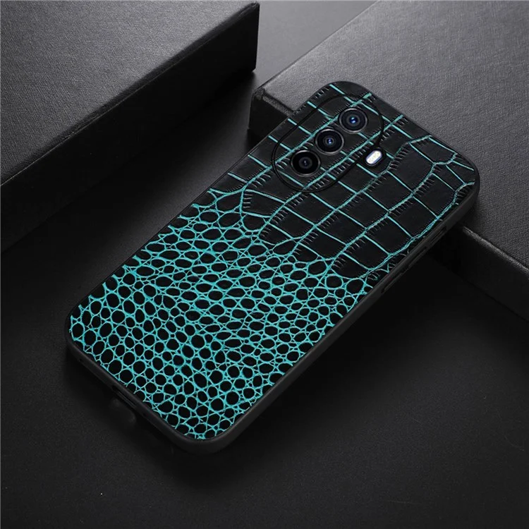 Für Huawei Genießen Sie 50/nova Y70 4g/nova Y70 Plus 4G Crocodile Textur Echtes Cowhide Leder -hülle Leder Soft TPU Hard PC Protection Telefonabdeckung - Grün