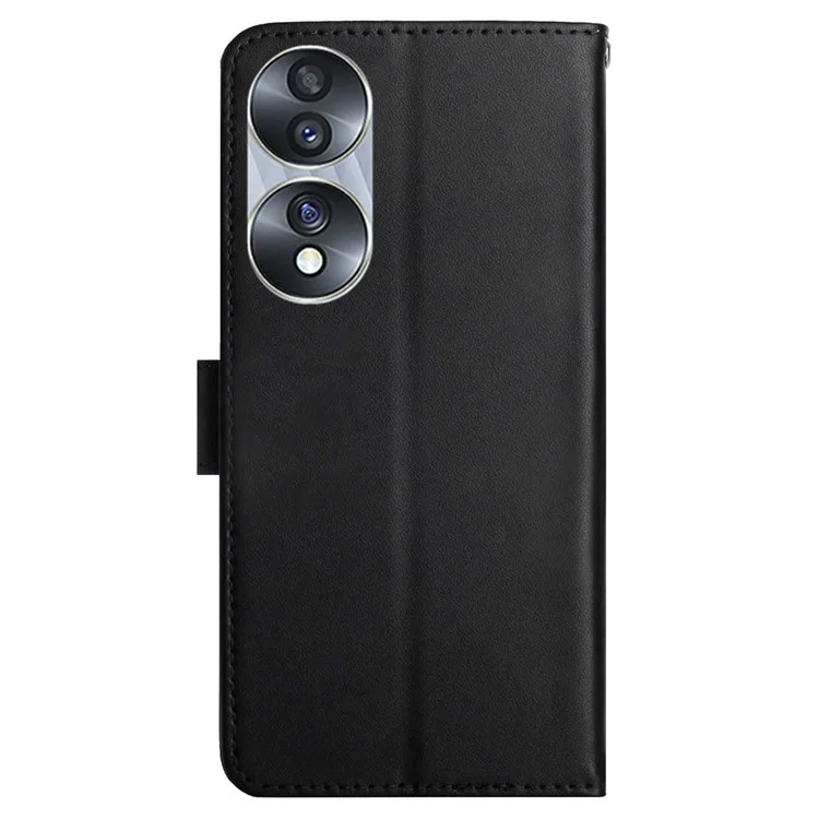 Caixa de Telefone Anti-grop Para Honra 70 5G, Textura Nappa Genuíno Couro de Couro Magnetic Stand Scratch Scratch - Preto