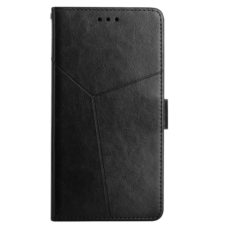 Für Ehre 70 Pro 5g / 70 Pro+ 5G HT01 Geprinzierte Y-förmige Linien Flip Wallet Hülle PU Leder Ständer Magnetische Verschluss Schutzabdeckung Mit Riemen - Schwarz