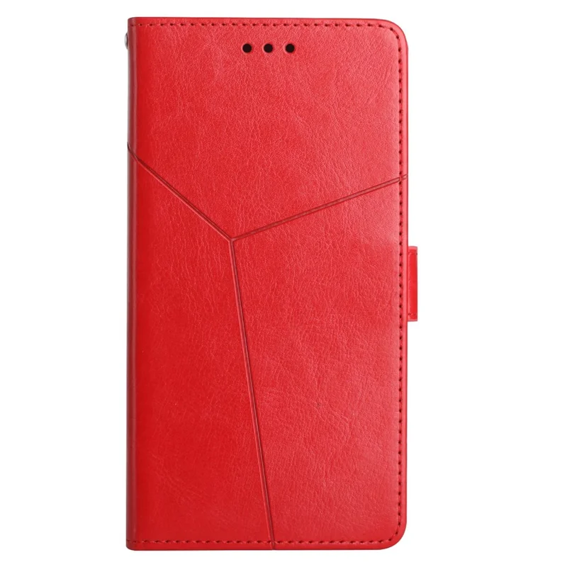 For Honor 70 Pro 5G / 70 Pro+ 5G HT01 Imprinted Y-Shaped Lines Flip Wallet Case PU Leather Stand Magnetic Clasp Protective Cover with Strap - Red