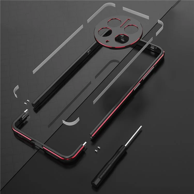 For Huawei Mate 50 Pro 4G Bumper Case Shock Absorbent Aluminum Alloy Frame with Camera Lens Protector - Black / Silver