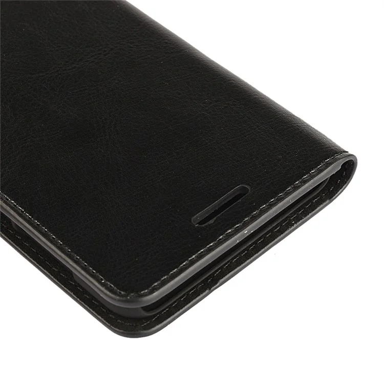 Crazy Horse Flip Genuine Leather Wallet Stand Cover for Huawei Honor 8 - Black