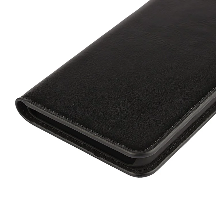 Crazy Horse Flip Genuine Leather Wallet Stand Cover for Huawei Honor 8 - Black