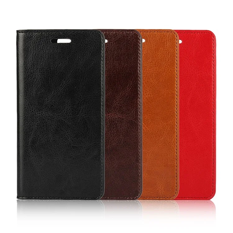 Crazy Horse Flip Genuine Leather Wallet Stand Cover for Huawei Honor 8 - Black