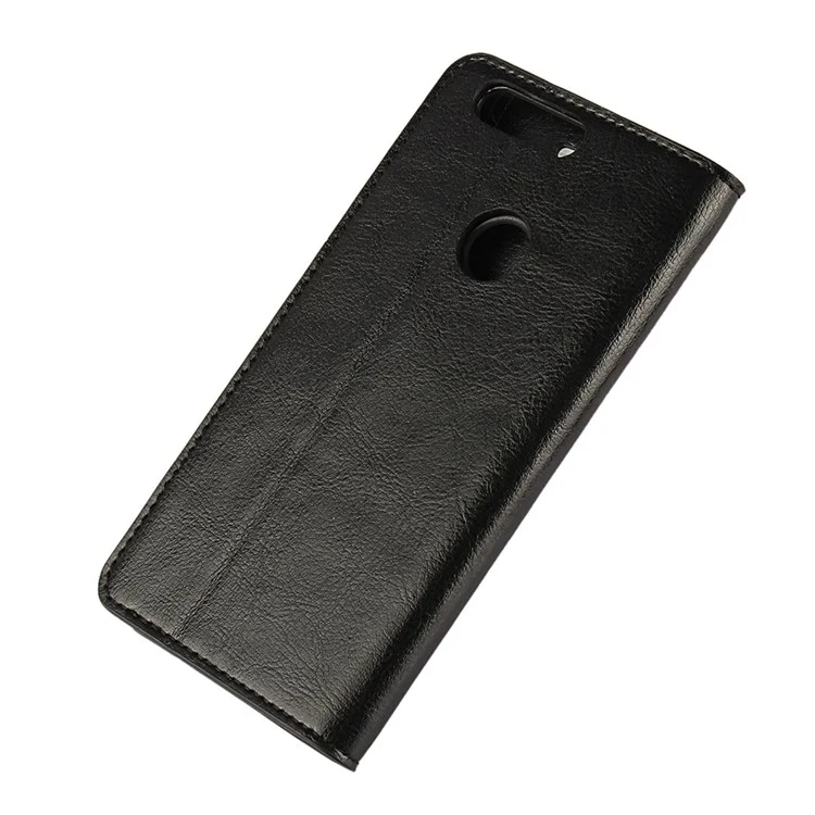 Crazy Horse Flip Genuine Leather Wallet Stand Cover for Huawei Honor 8 - Black