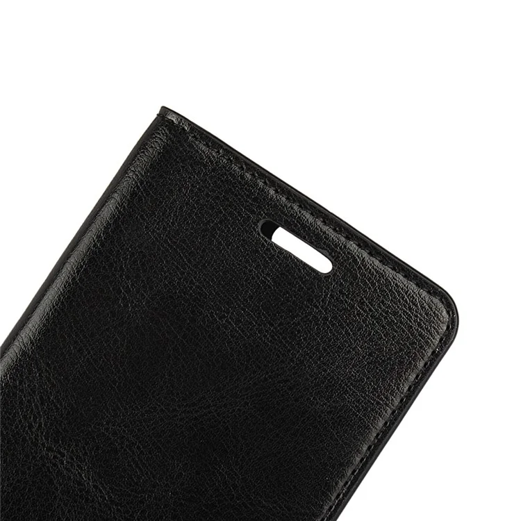 Crazy Horse Flip Genuine Leather Wallet Stand Cover for Huawei Honor 8 - Black