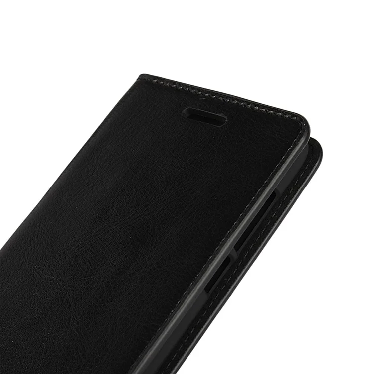 Crazy Horse Flip Genuine Leather Wallet Stand Cover for Huawei Honor 8 - Black