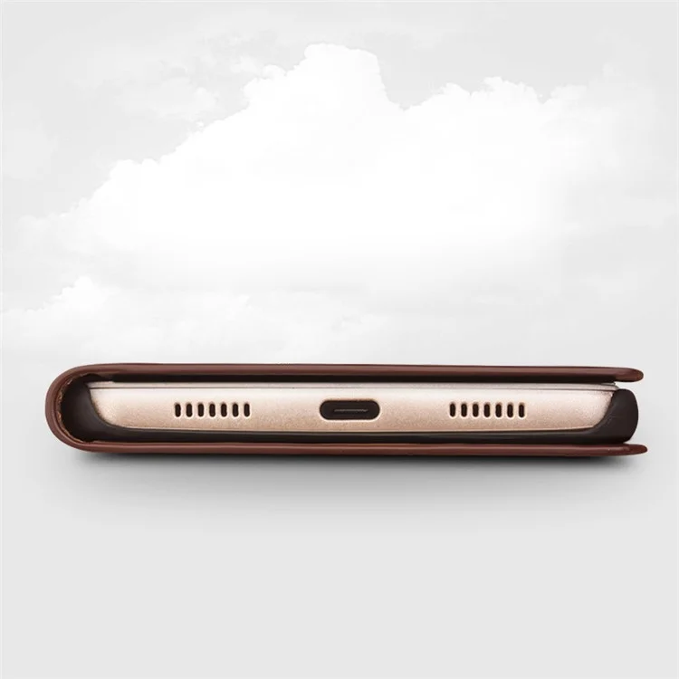 QIALINO Genuine Cowhide Leather Flip Case for Huawei Honor V8 - Brown