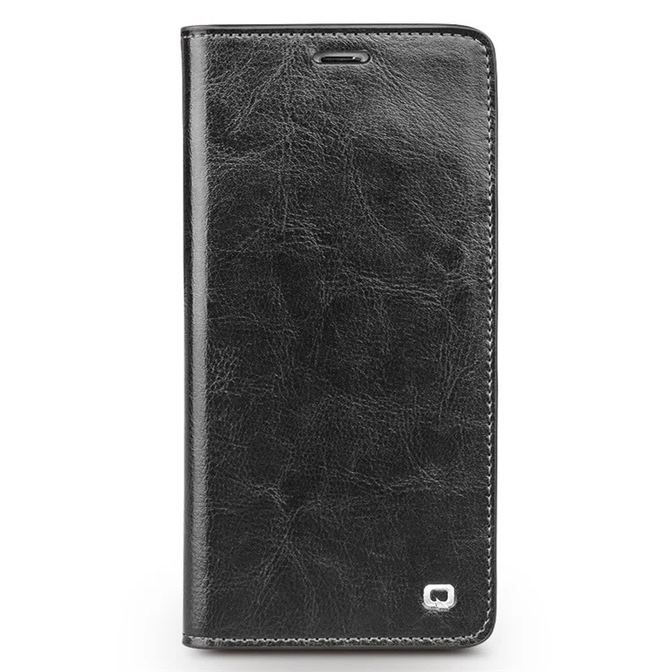 QIALINO Genuine Leather Wallet Crazy Horse Grain Case for Huawei Honor 8 - Black