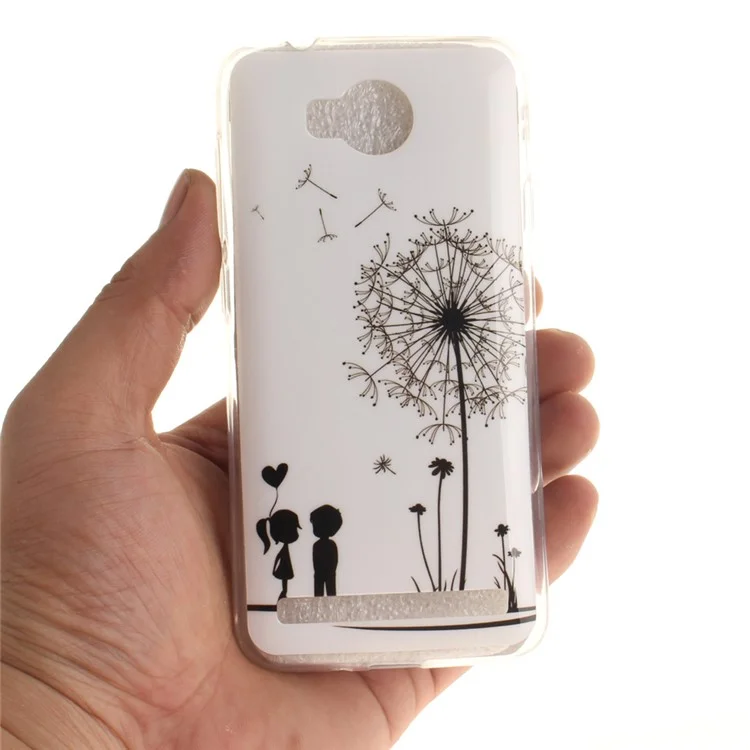 Soft IMD TPU Cover Case for Huawei Y3 II / Y3II - Dandelion and Lovers