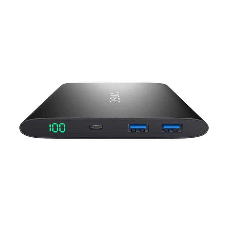 VINSIC 20000mAh Dual USB Portable Super Thin Power Bank for iPhone iPad Samsung Huawei - Black