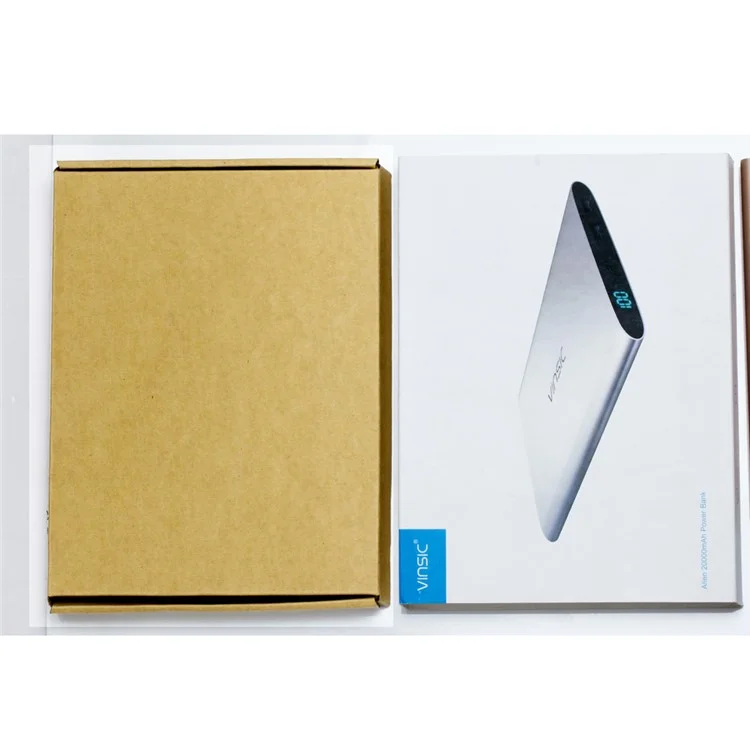 VINSIC 20000mAh Dual USB Portable Super Thin Power Bank for iPhone iPad Samsung Huawei - Black