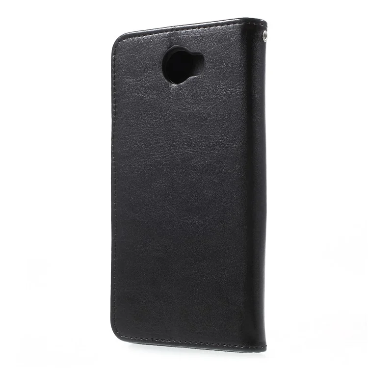 Durable Leather Wallet Stand Case for Huawei Y5II / Y5 II / Honor 5 - Black