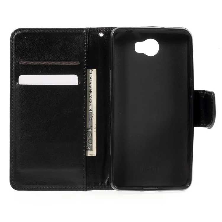 Durable Leather Wallet Stand Case for Huawei Y5II / Y5 II / Honor 5 - Black