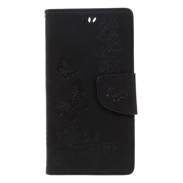 Imprinted Leather Wallet Stand Case for Huawei Honor 8 - Black