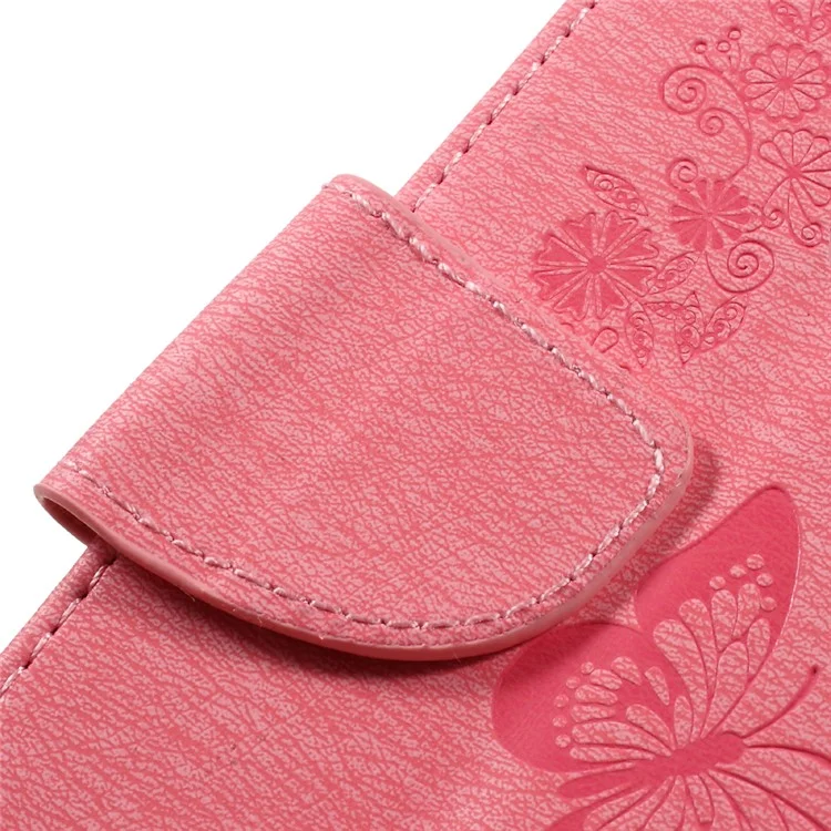 Imprinted Leather Wallet Phone Case for Huawei Honor 8 - Pink