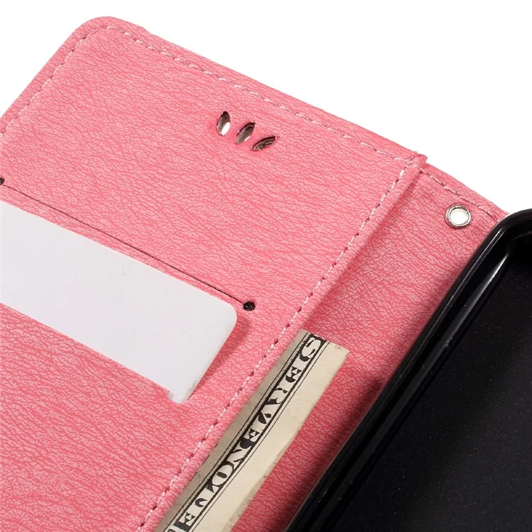 Imprinted Leather Wallet Phone Case for Huawei Honor 8 - Pink