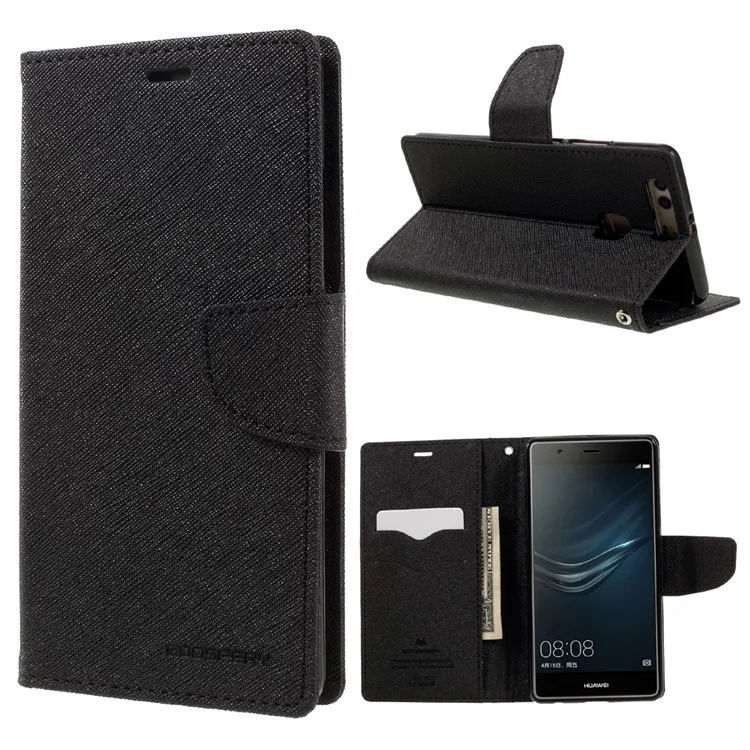 MERCURY GOOSPERY Leather Wallet Case for Huawei P9 Plus - Black