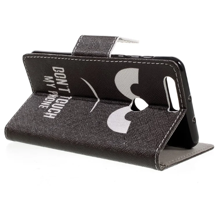 Patterned Leather Wallet Case for Huawei Honor 8 - Angry Face and Warning Words
