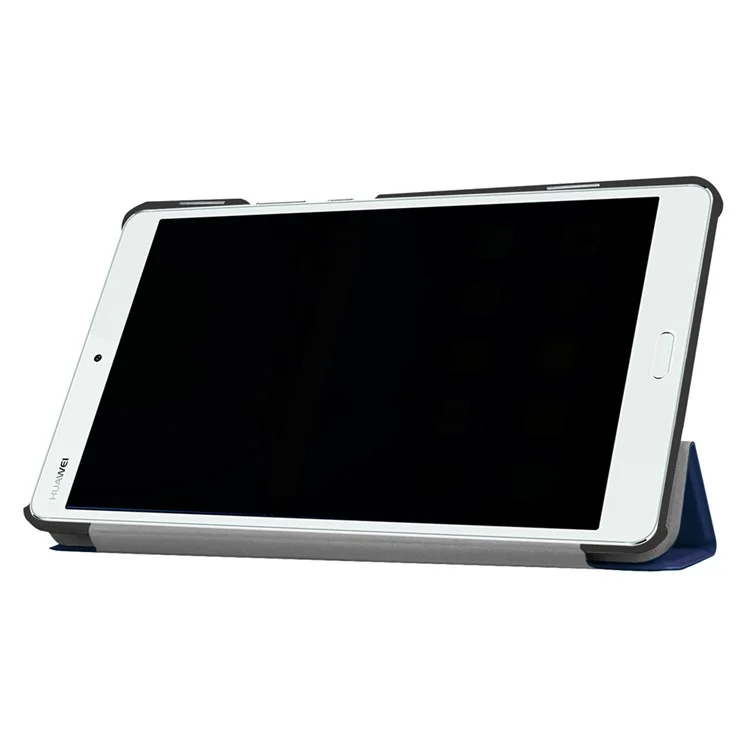 Tri-fold Stand Leather Protective Case for Huawei MediaPad M3 8.4 - Dark Blue