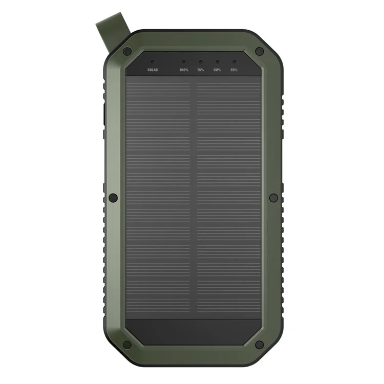 ESHINE ES981 Outdoor 8000mAh 3 USB Ports Solar Power Bank with LED Camping Light - Army Green