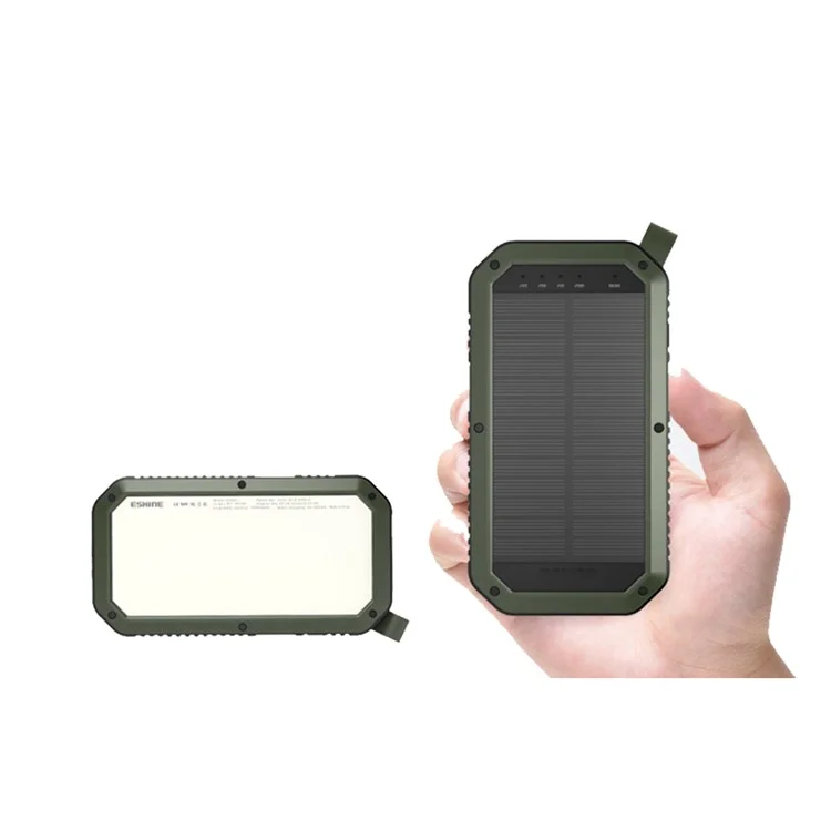 ESHINE ES981 Outdoor 8000mAh 3 USB Ports Solar Power Bank with LED Camping Light - Army Green