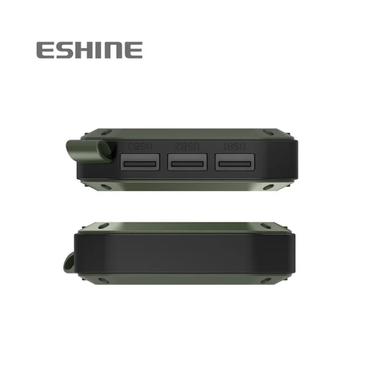 ESHINE ES981 Outdoor 8000mAh 3 USB Ports Solar Power Bank with LED Camping Light - Army Green