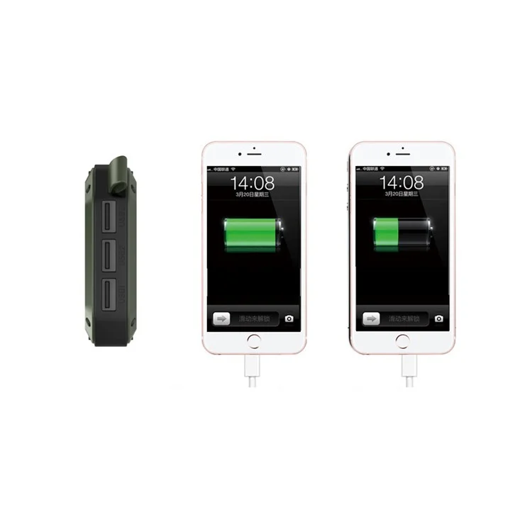 ESHINE ES981 Outdoor 8000mAh 3 USB Ports Solar Power Bank with LED Camping Light - Army Green