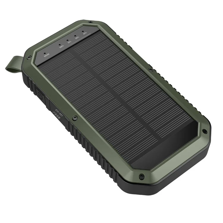 ESHINE ES981 Outdoor 8000mAh 3 USB Ports Solar Power Bank with LED Camping Light - Army Green
