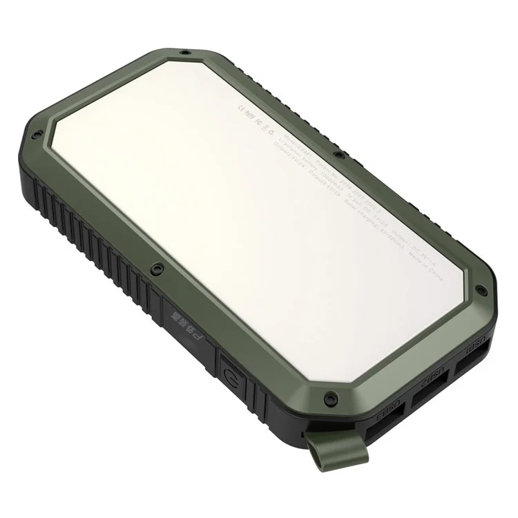 ESHINE ES981 Outdoor 8000mAh 3 USB Ports Solar Power Bank with LED Camping Light - Army Green