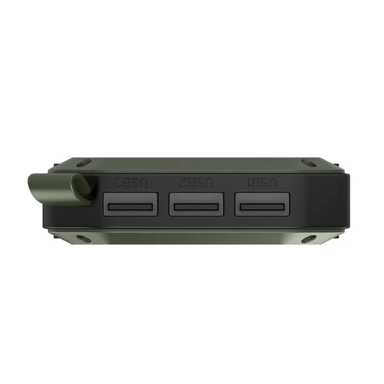 ESHINE ES981 Outdoor 8000mAh 3 USB Ports Solar Power Bank with LED Camping Light - Army Green